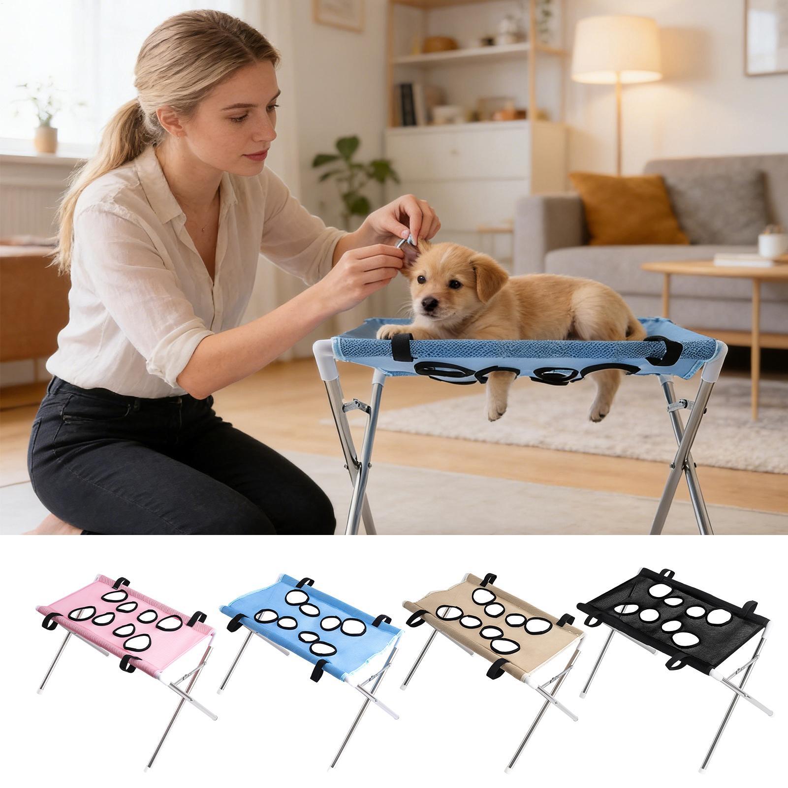 Pet Supplies Grooming - ขาตั้งเปลนอนสำหรับกรูมมิ่งสัตว์เลี้ยง แบบพับได้ สำหรับอาบน้ำแมวและสุนัข พร้อมตาข่ายแห้งเร็วและที่จับตัดเล็บ สำหรับสัตว์เลี้ยงขนาดเล็กและขนาดกลาง
