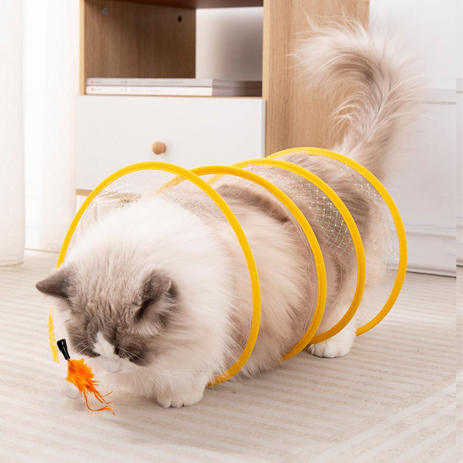 Cat Tunnel Toy - อุโมงค์ของเล่นแมว พับเก็บได้ พกพาสะดวก ช่องเล่นแบบวน พร้อมของเล่นสำหรับออกกำลังกาย ล่าเหยื่อ
