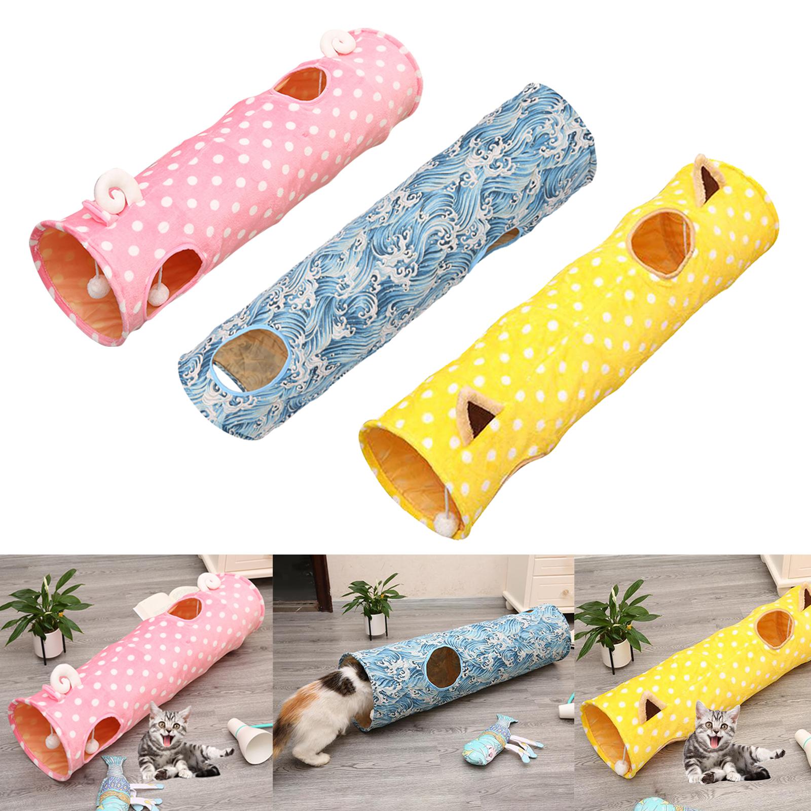Cat Tunnel Toy - อุโมงค์แมว, อุโมงค์แมวสำหรับแมวในบ้าน, ของเล่นลูกแมวแบบพับได้, อุโมงค์พร้อมลูกบอลสำหรับแมว กระต่าย และลูกแมว
