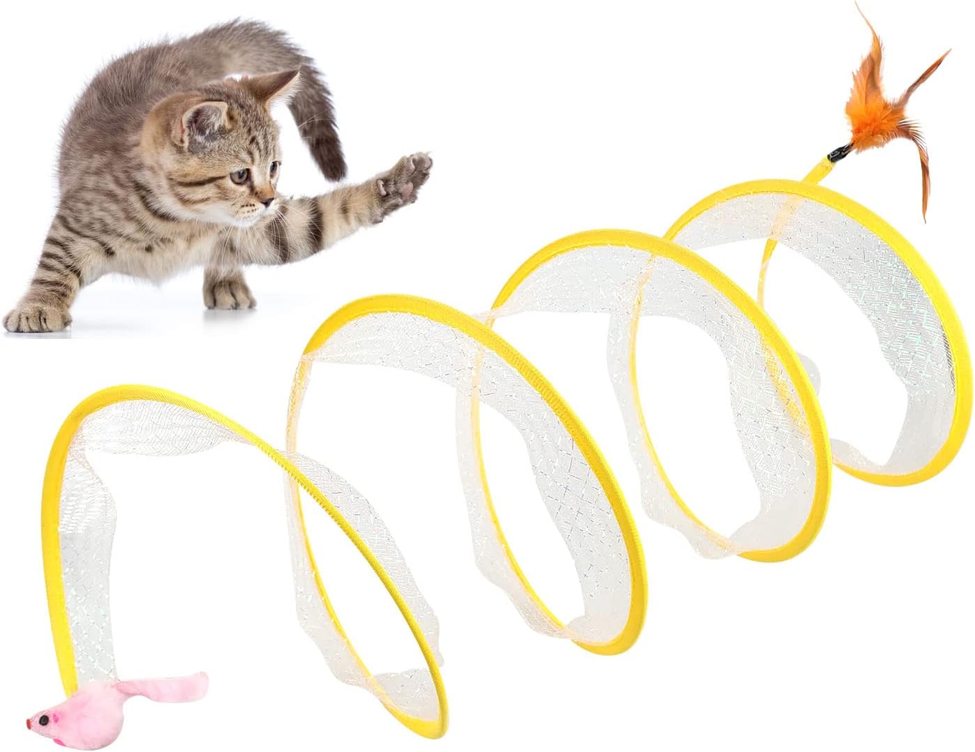 Cat Tunnel Toy - พับอุโมงค์แมว S ประเภทอุโมงค์แมวฤดูใบไม้ผลิของเล่นเมาส์อุโมงค์ลูกและ Crinkle Cat กลางแจ้งของเล่นแมวสําหรับแมวแมวสัตว์เลี้ยงของเล่น