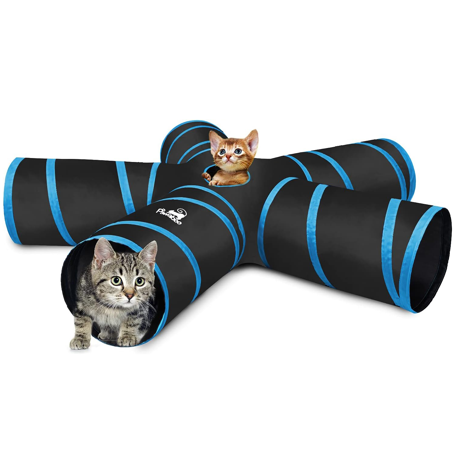 Cat Tunnel Toy - ของเล่นแมว Pawaboo ท่อแมวแบบยืดหดได้ เต็นท์เล่นแบบพับได้ ของเล่นแบบมีปฏิสัมพันธ์ บ้านแมวแบบเขาวงกต